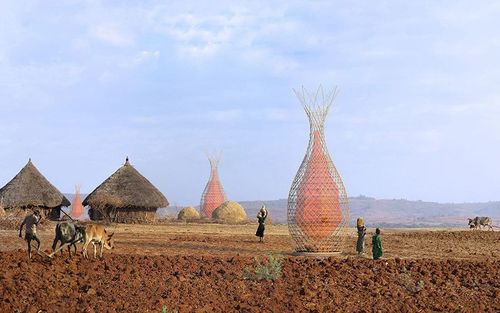 Bamboo vase which creates drinking water out of thin air in the Ethiopia